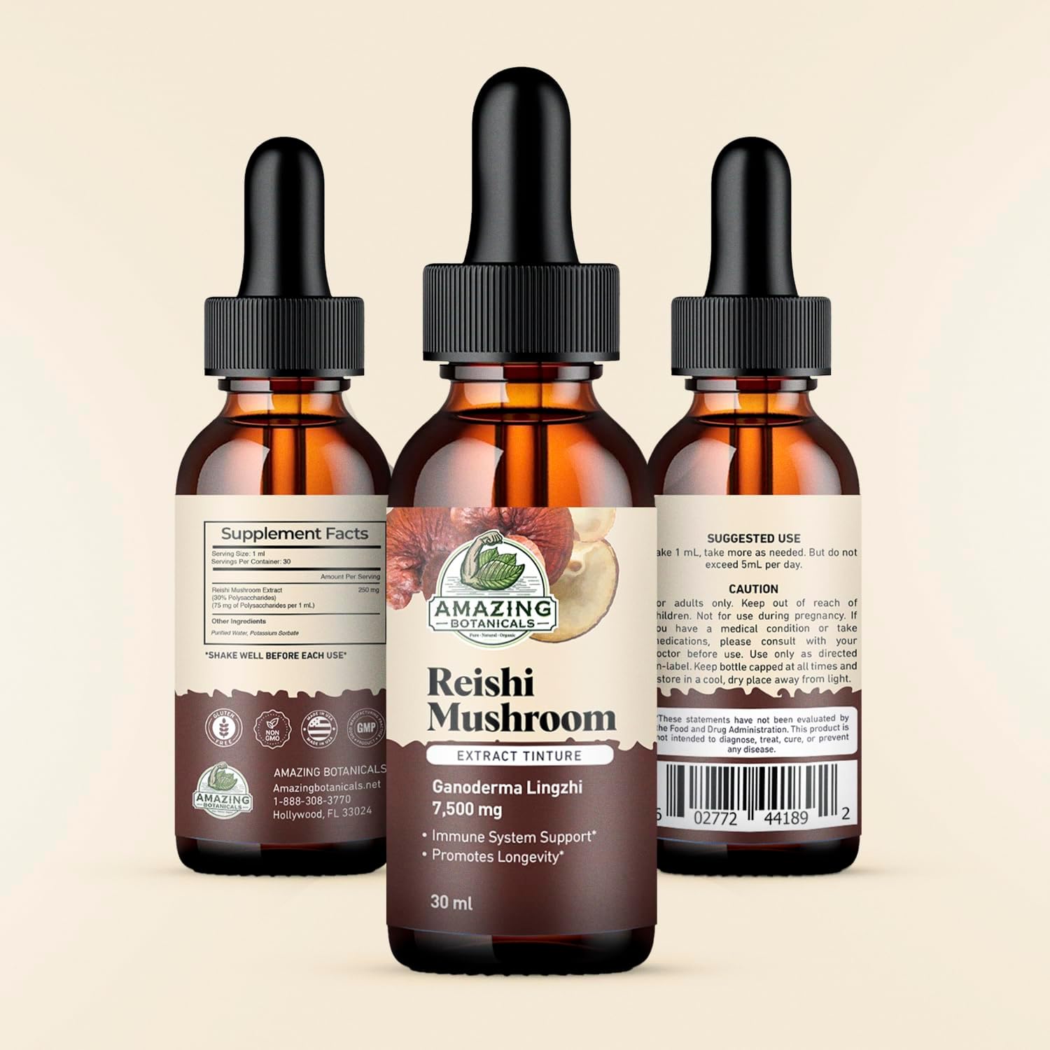 Reishi Mushroom Extract Tincture – 250mg per Serving – Dual Extract Liquid Supplement for Immune Function, Daily Wellness & Vitality – Vegan, Non-GMO, USA Made, Sugar & Alcohol-Free Drops – 1oz/30mL