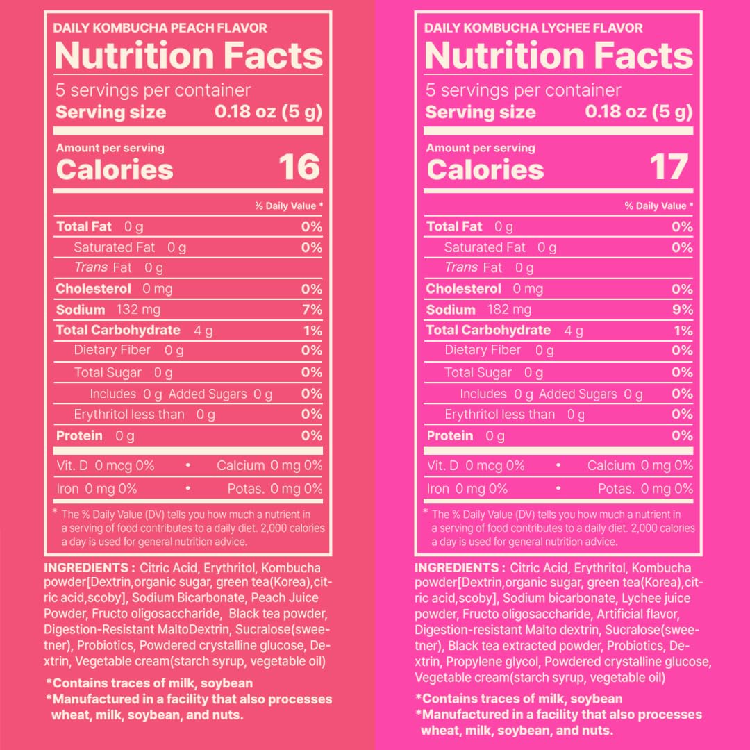 KAYFOOD-Kombucha-Peach-Garden-Daily Zero Sugar, Diet, Gut Healthy Sparkling Beverage, Fermented Korean Drinks for Iced, Hot, Workout Tea (10ST) (10ST, Lychee&peach)