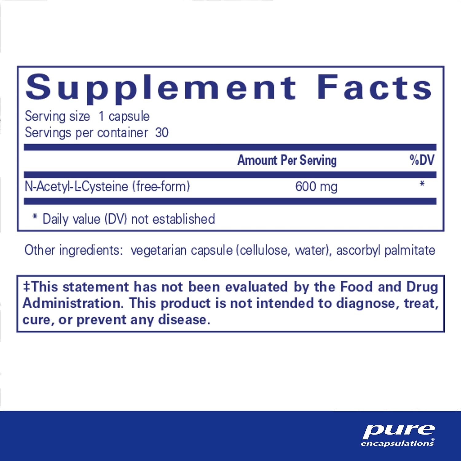 Pure Encapsulations NAC 600 mg - N-Acetyl Cysteine NAC Supplement for Lung Health & Immune Support, Liver Support & Antioxidants* - with Freeform N-Acetyl-L-Cysteine - 30 Capsules