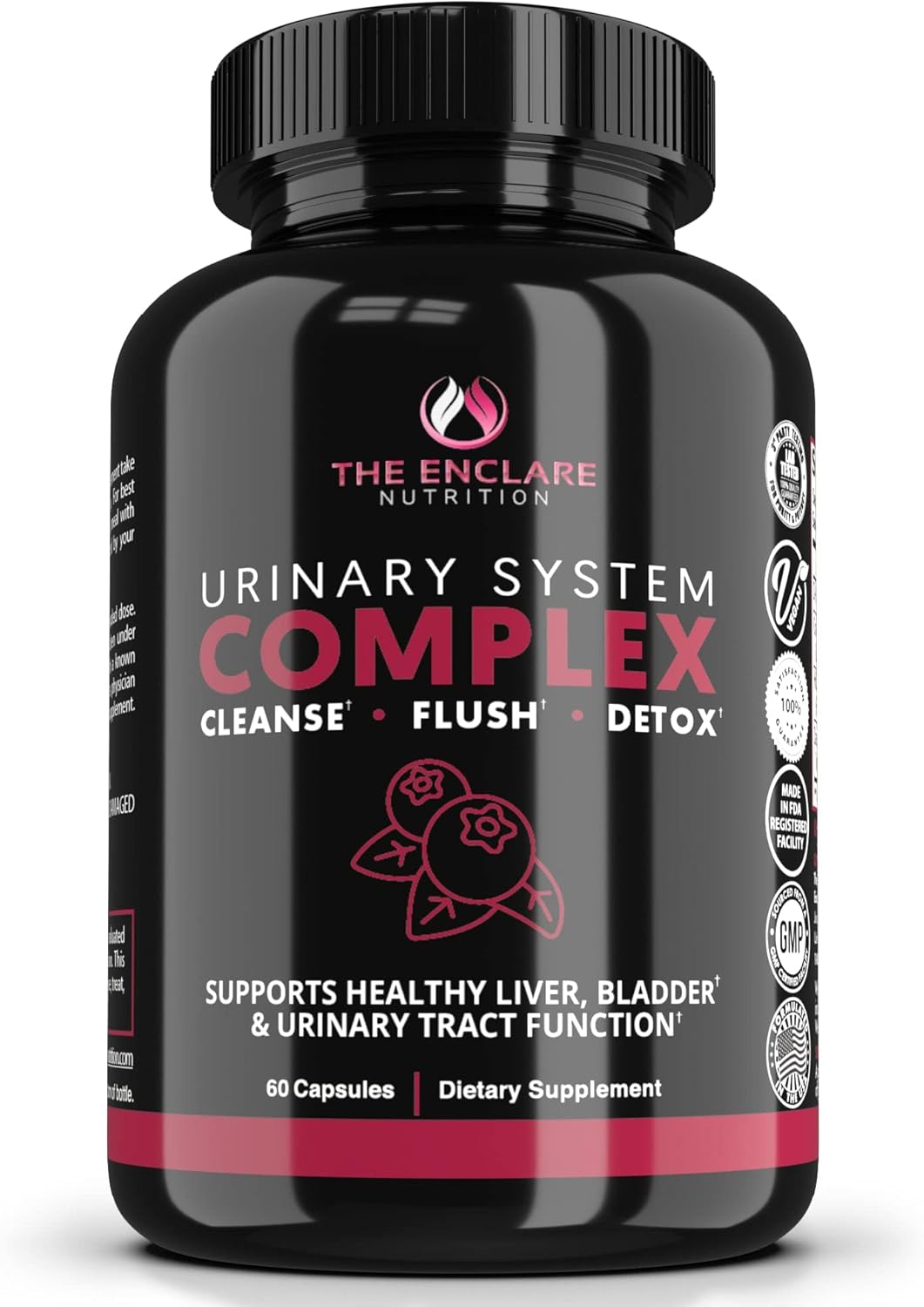 THE ENCLARE NUTRITION D Mannose with Cranberry Pills, Urinary Tract Health UTI Support, Kidney, Bladder, Liver Cleanse, Detox. D-mannose 1000mg Capsules, Cranberry Juice Powder, Dandelion & Hibiscus