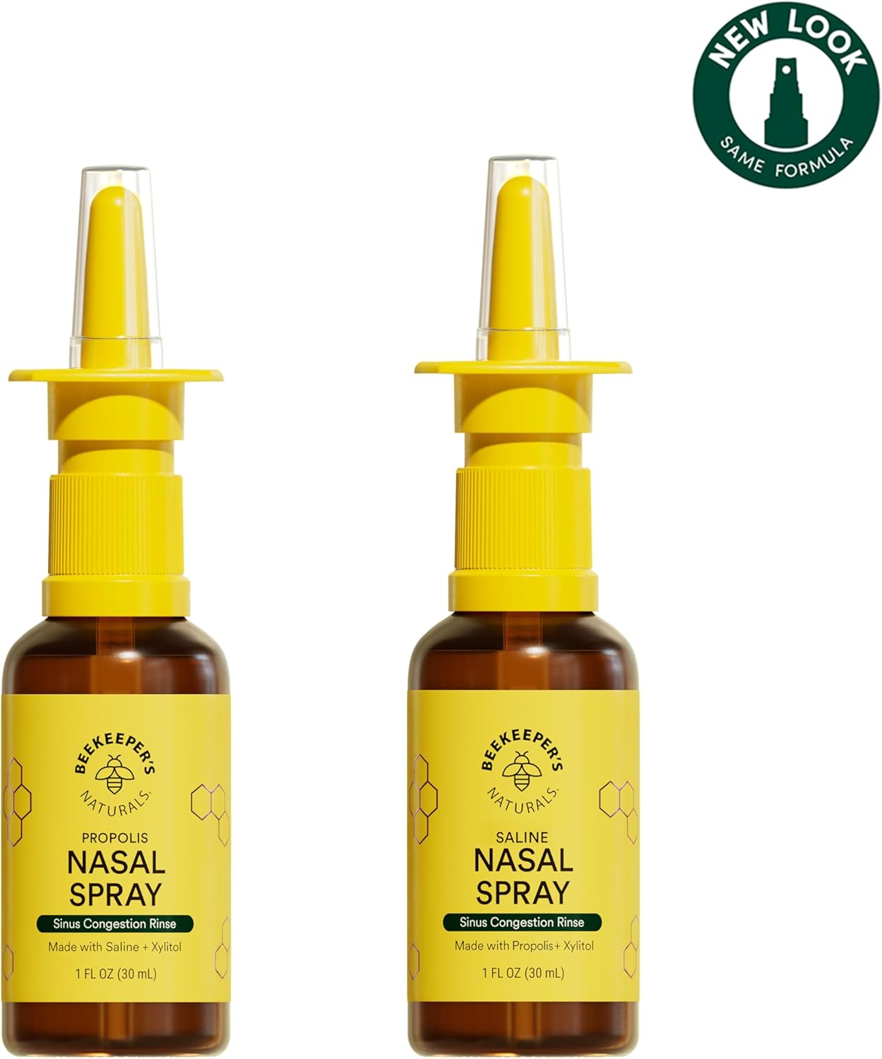Beekeeper's Naturals Nasal Spray for Adults with Propolis, Xylitol & Saline, Clears Nasal Congestion, Moisturizes Sinus Canal, & Decongest Sinus Cavities, 1 fl oz(Pack of 2)