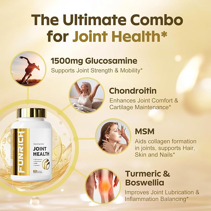 Joints Health Suppplement, Glucosamine Chondroitin MSM - Joint Support Supplement for Women and Men with Turmeric, MSM &Boswellia, for Cartilage, Joint Health and Flexibility - 2 Bottles