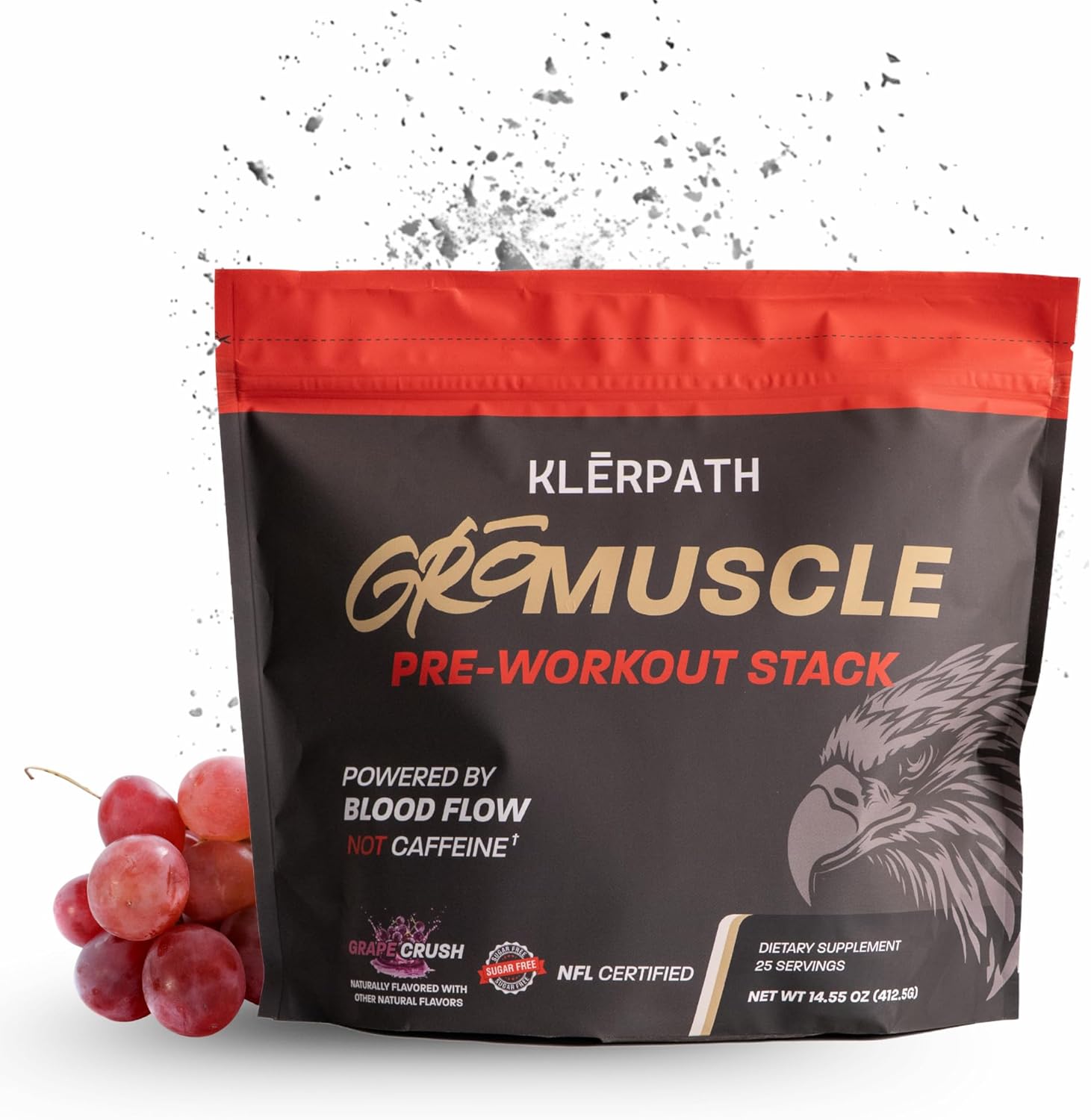 GRO Muscle Pre-Workout Supplement - Vegan, Non-GMO, Allergen and Gluten Free - Grape Crush, 25 Servings