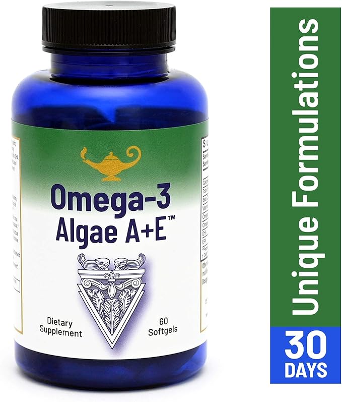 RnA ReSet Omega-3 Algae A+E – Plant-Based DHA & EPA with Vitamins A and E, Fish Oil Alternative (60 Softgels) NSF Certifed