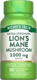 Nature's Truth Lions Mane Extract Softgels | 3,000mg | 30 Count | Extra Strength | Non GMO & Gluten Free Supplement