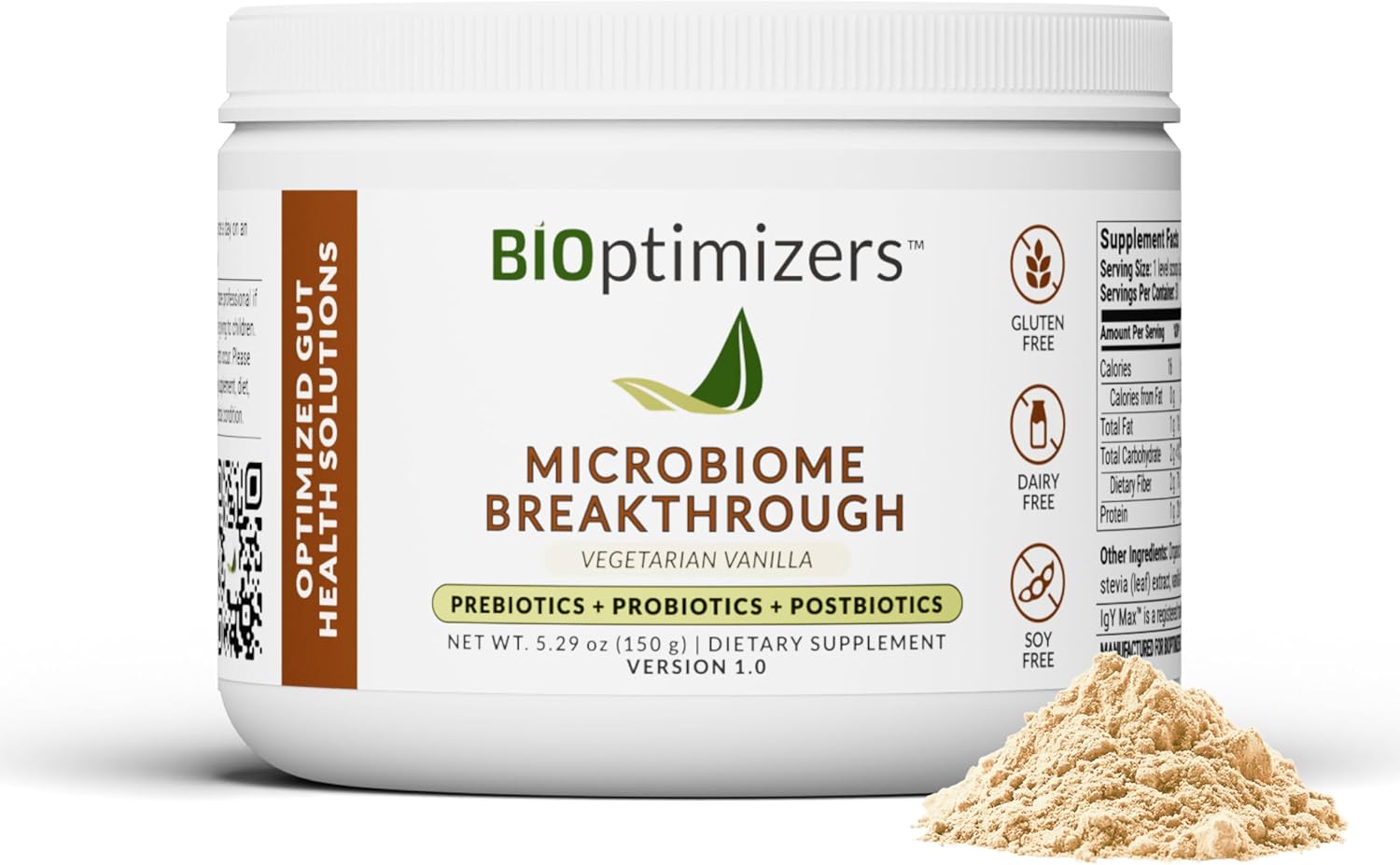 Microbiome Breakthrough Repair Powder - Vegetarian Vanilla - Contains Probiotics for Men and Women - Gas & Bloating Relief - GI Revive - Improves Gut Health - 30 Servings - 150g