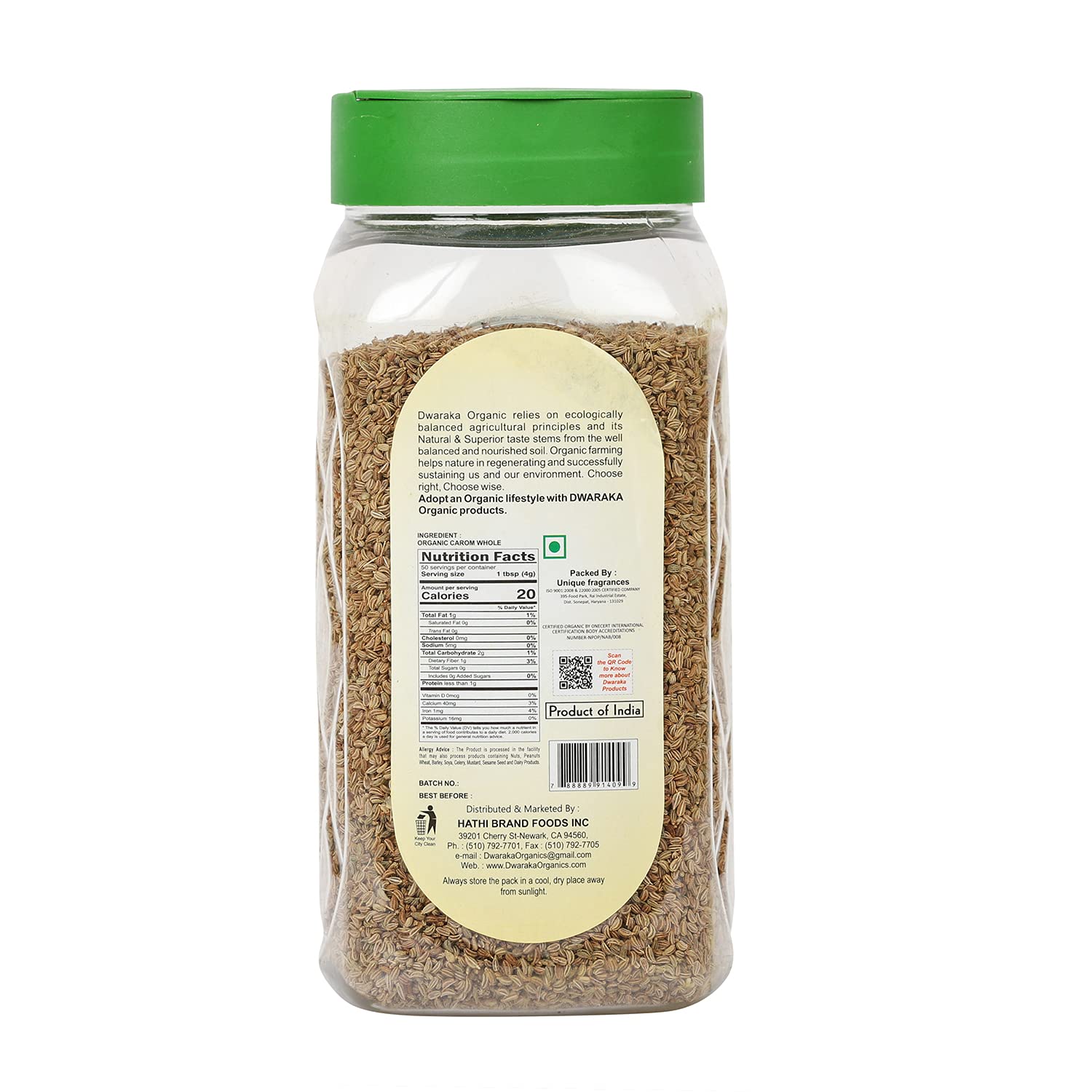 Dwaraka Organic - Ajwain Seeds, 7oz, Healthy, Organic, Non GMO, All Natural