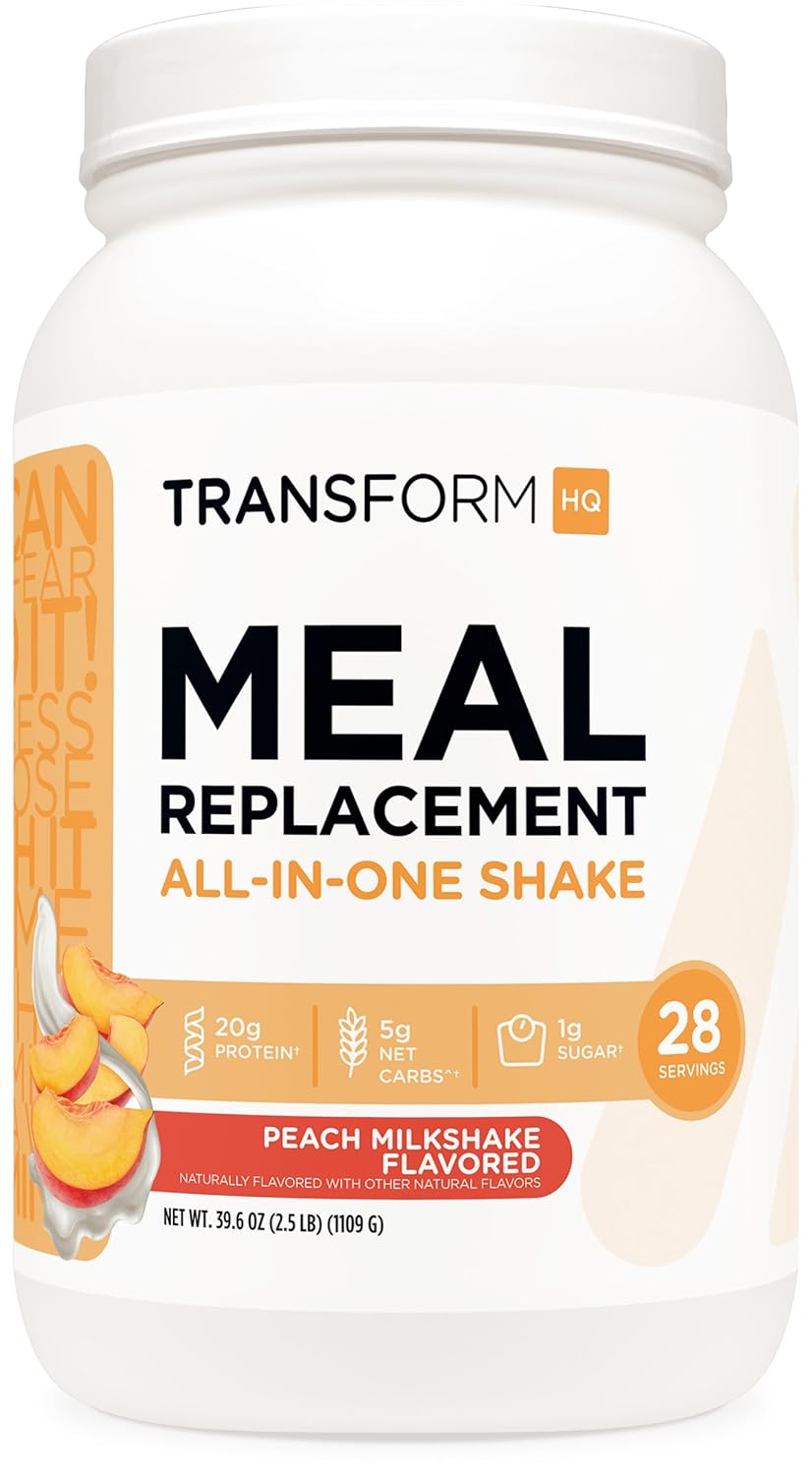 TransformHQ Meal Replacement Shake Powder 28 Servings (Peach Milkshake) - Gluten Free, Non-GMO