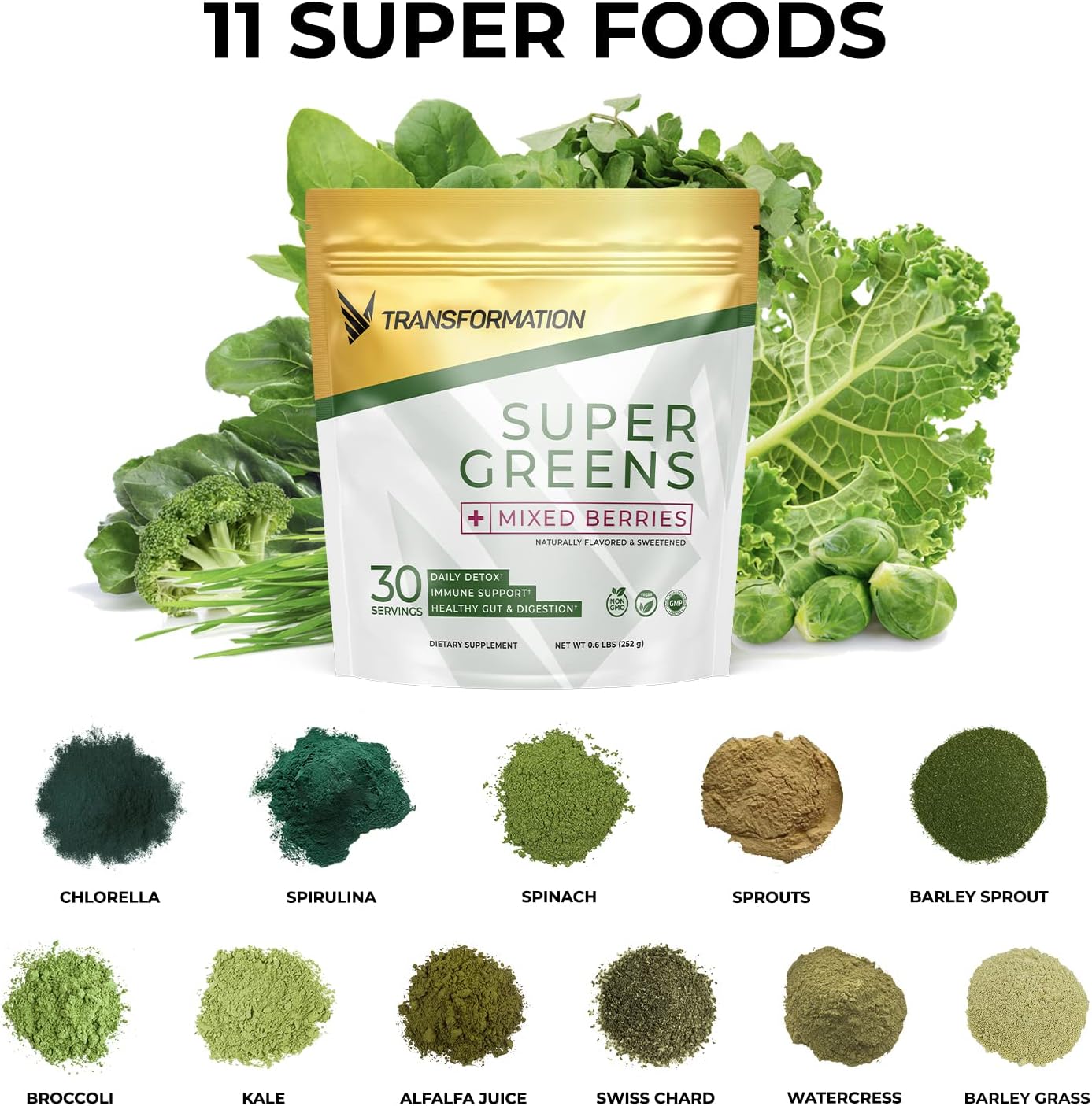 Transformation Vanilla Protein Powder, Super Greens Superfood Green Juice Powder and Performance Insulated Shaker Bottle