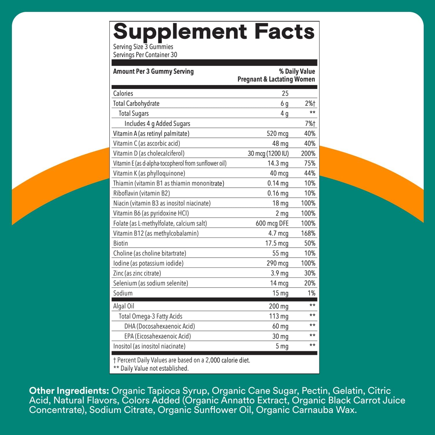 SmartyPants Prenatal Multivitamin Gummies - Improved Formula: Omega 3 (DHA/EPA), Methylfolate, Biotin, Vitamin D3, C, Vitamin B12, B6, Vitamin A, K & Zinc, Gluten Free, 90 Count (30 Day Supply)