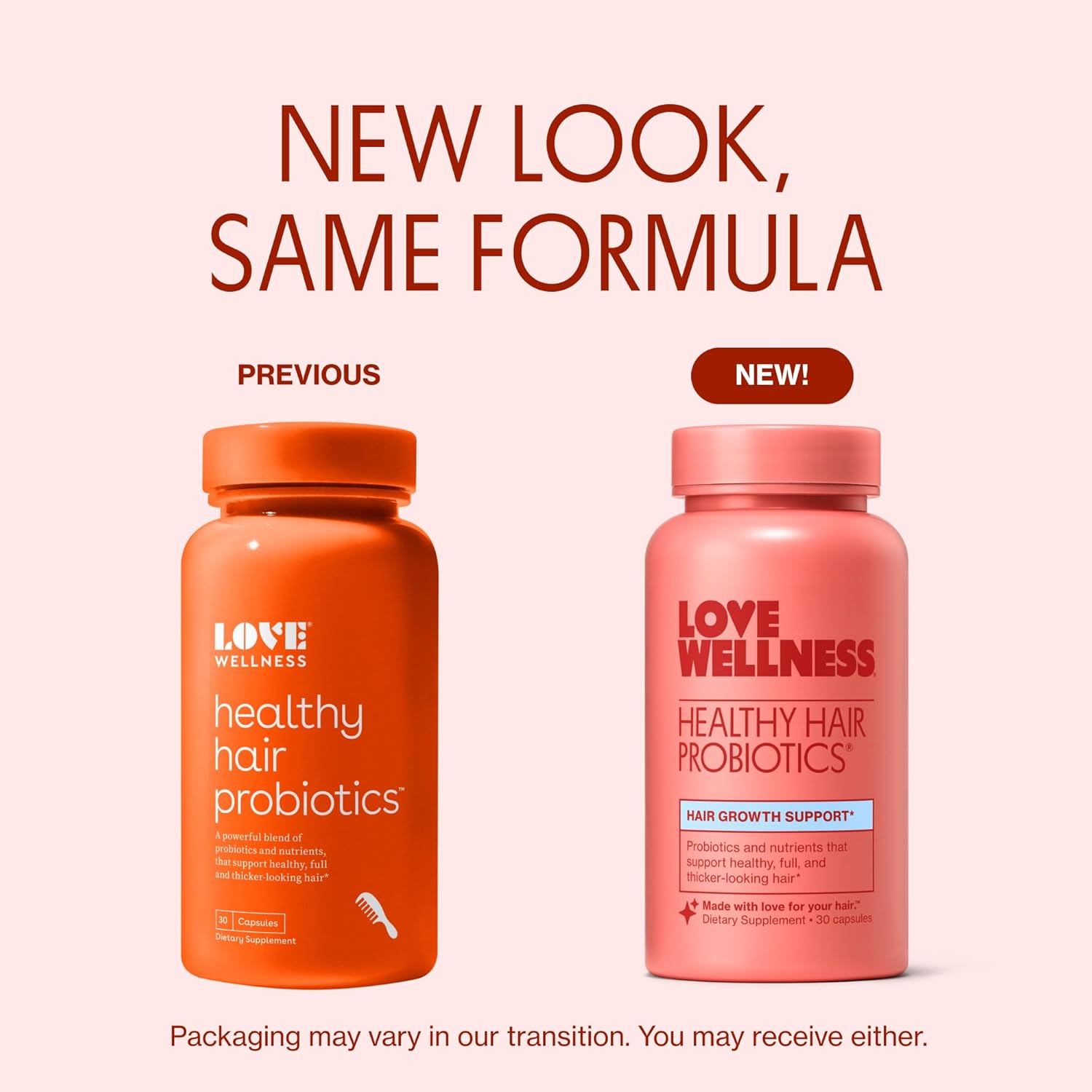 Love Wellness Healthy Hair Probiotics | Support Hair Growth with Biotin and Vitamin B12 & B6 | Supplement for Healthy Scalp & Thicker, Fuller Looking Hair | Safe & Effective | 30 Capsules
