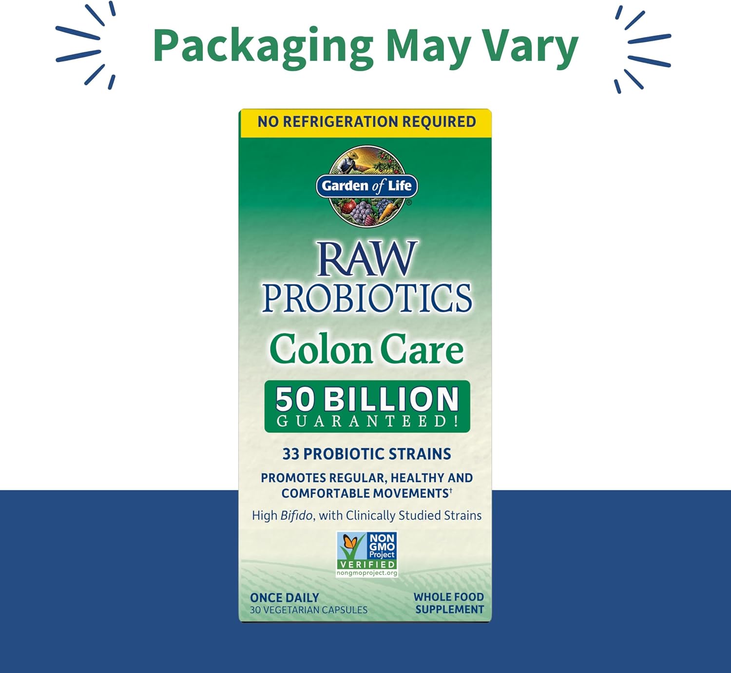 Garden of Life Probiotics for Women and Men - Raw Probiotics Colon Care 50 Billion CFU and Enzymes, Shelf Stable Once Daily Acidophilus Probiotic for Regularity and Immune Health Support, 30 Capsules
