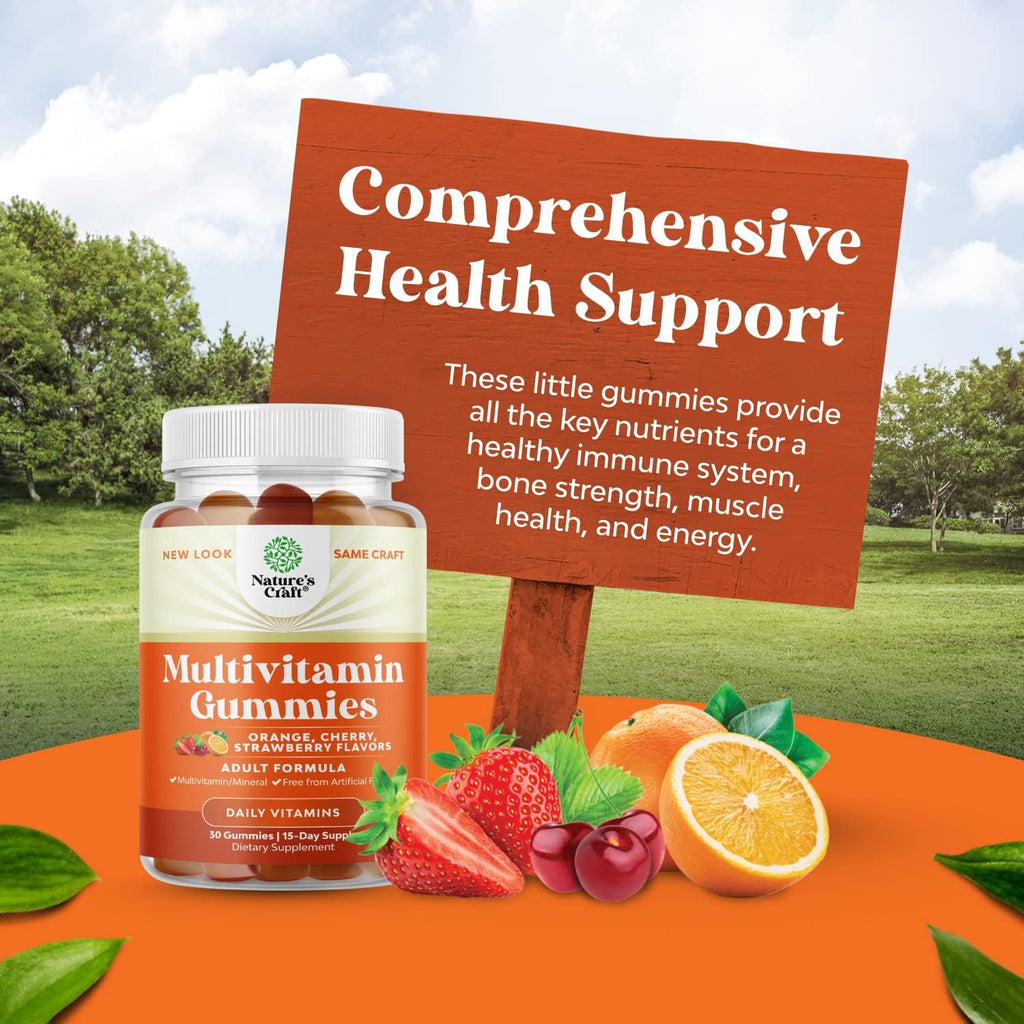 Potent Daily Multivitamin Gummies for Adults - Wellness Blend of Vitamin D A C E B12 Zinc and Biotin - Adult Vitamin Gummy for Energy and Immunity - Non-GMO Gluten Free and Halal Gummies 30 Count