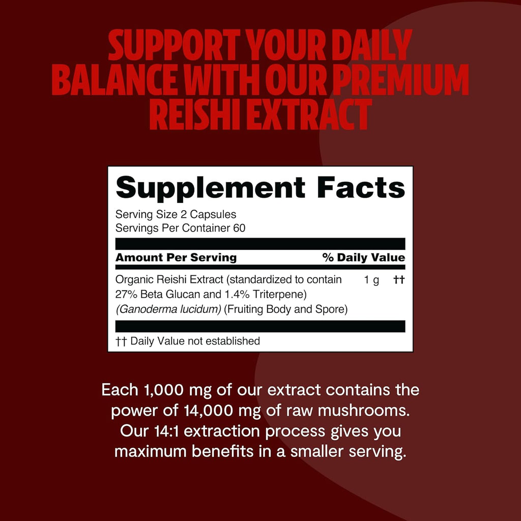 FreshCap Mushrooms Reishi Mushroom Supplement 14,000mg - Reishi Mushroom Capsules Extract, Supplements Herbal Supplements, Ayurveda Nootropic Red Reishi Supplement (120 Capsules)