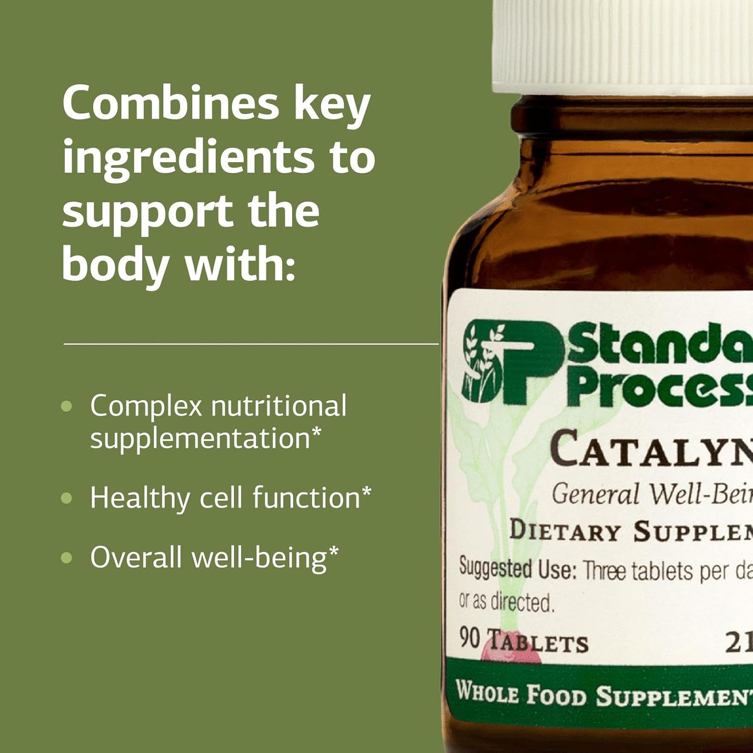 Standard Process Catalyn - Whole-Food Based Foundational Support for General Wellbeing with Vitamins D, C, A & B6, Thiamine, Riboflavin, Magnesium Citrate & More - 90 Tablets