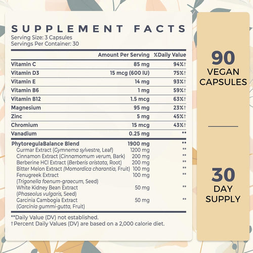 16 in 1 Blxxd Sugr Effective Gymnema Sylvestre Supplement 2100MG | with Berberine, Cinnamon, Bitter Melon | Vitamins, Magnesium & Chromium | 90 Vegan Capsules Capsules