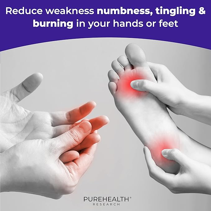 PUREHEALTH RESEARCH Nerve Regen Formula - Nerve Renew for Numbness, Tingling and Burning with R Alpha Lipoic Acid, Benfotiamine 300mg & Passion Flower Extract - Ala Nerve Support Supplement, 3 Bottles