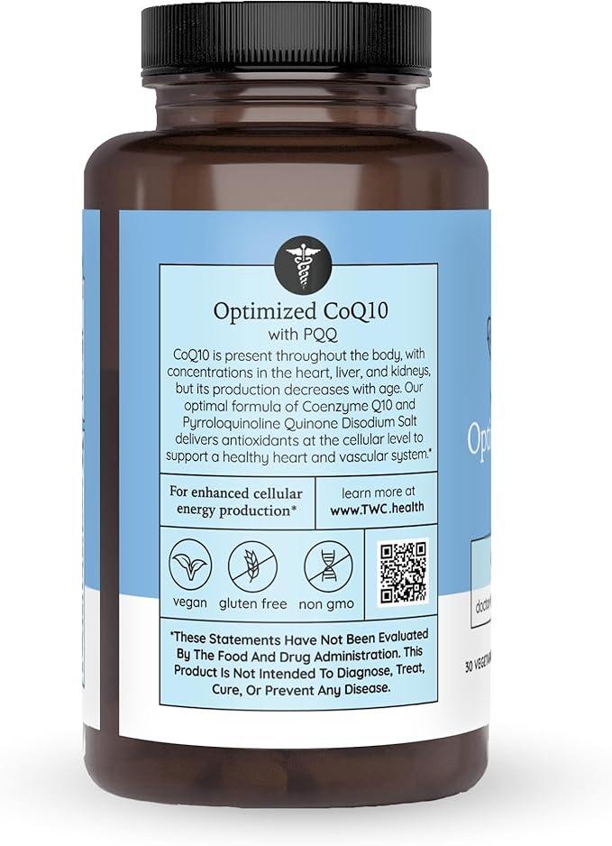 The Wellness Company Optimized CoQ10 + PQQ | Cellular Defense, Heart Health & Mitochonrial Support | 30ct (1 Month Supply)