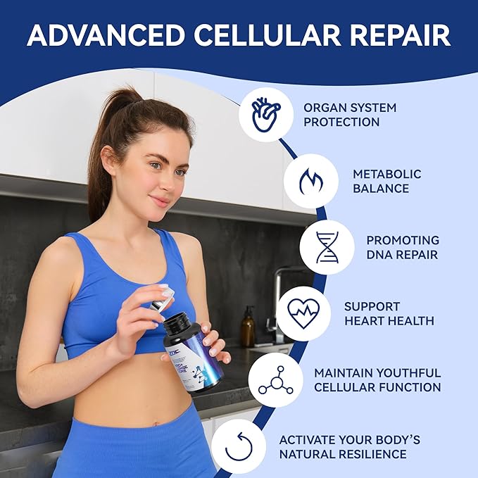 10-in-1 NAD+ Supplement with Liposomal NAD, Urolithin A & Resveratrol for Energy & Cellular Repair - 60 Vegan Capsules