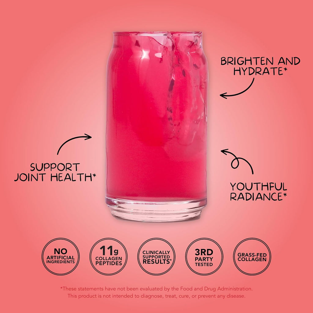 Clean Simple Eats Collagen Powder + Beauty Blend, Cherry Ice Flavor, Hydrolyzed Collagen Peptides from Grass Fed Bovine & Chicken, Hyaluronic Acid for Hair, Skin, Nail & Joint Support, 30 Servings