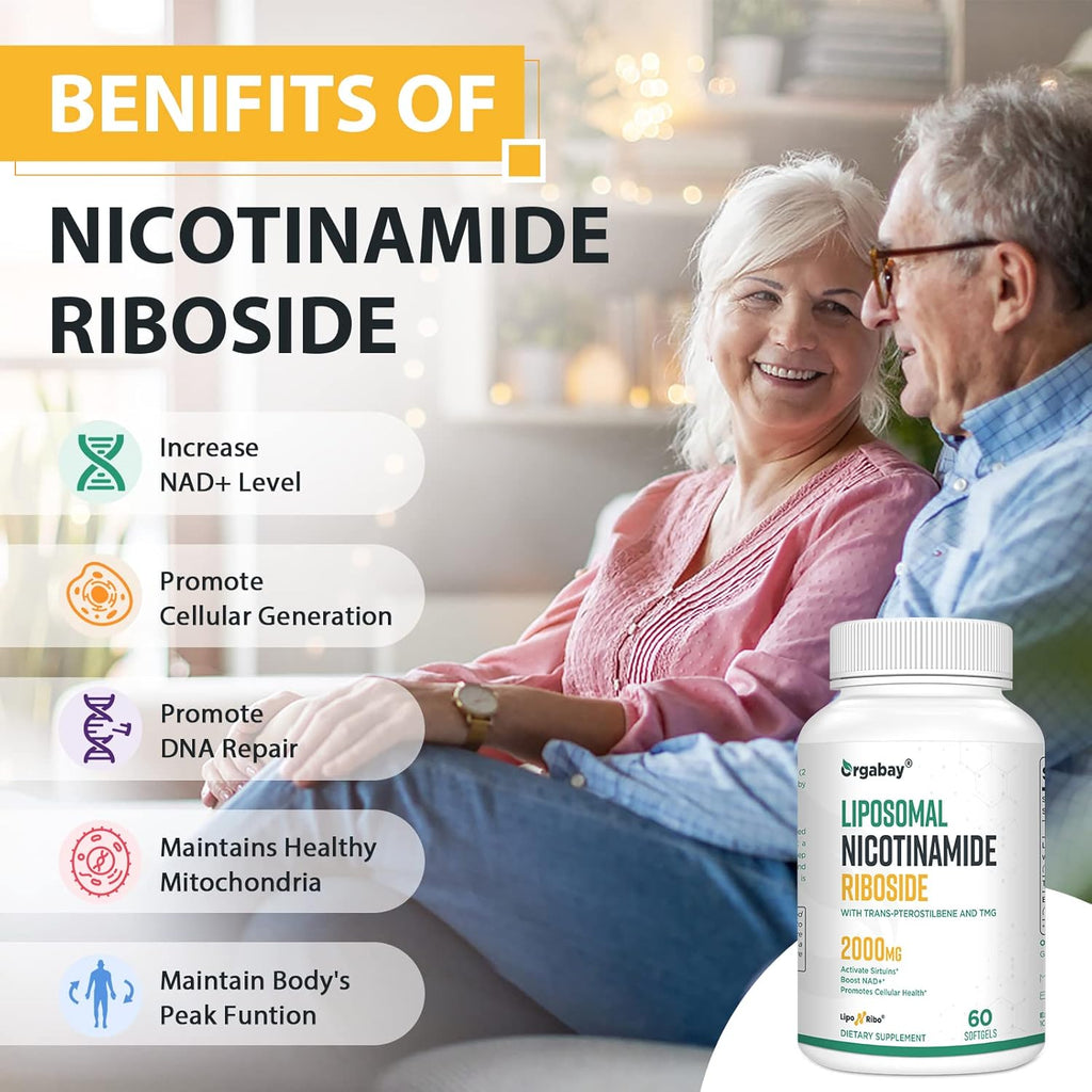 Orgabay Liposomal Nicotinamide Riboside 2000 MG with TMG and Pterostilbene, Boosting NAD+, Support Healthy Aging, 180 Count