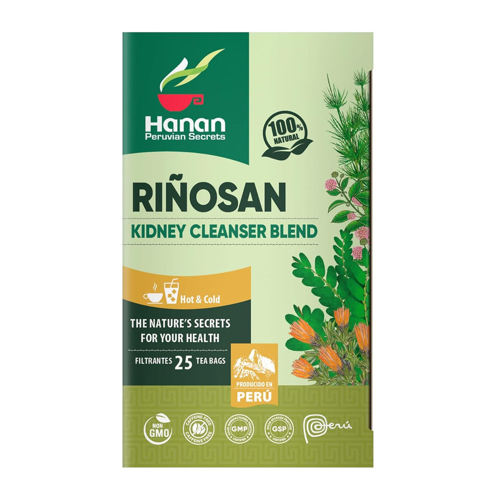 Hanan Peruvian Secrets Rinosan Herbal Tea | 100% Natural Kidney Cleanse Aid Blend | 25 Tea Bags | Naturally Aids in Supporting Healthy Kidney and Urinary Tract Function