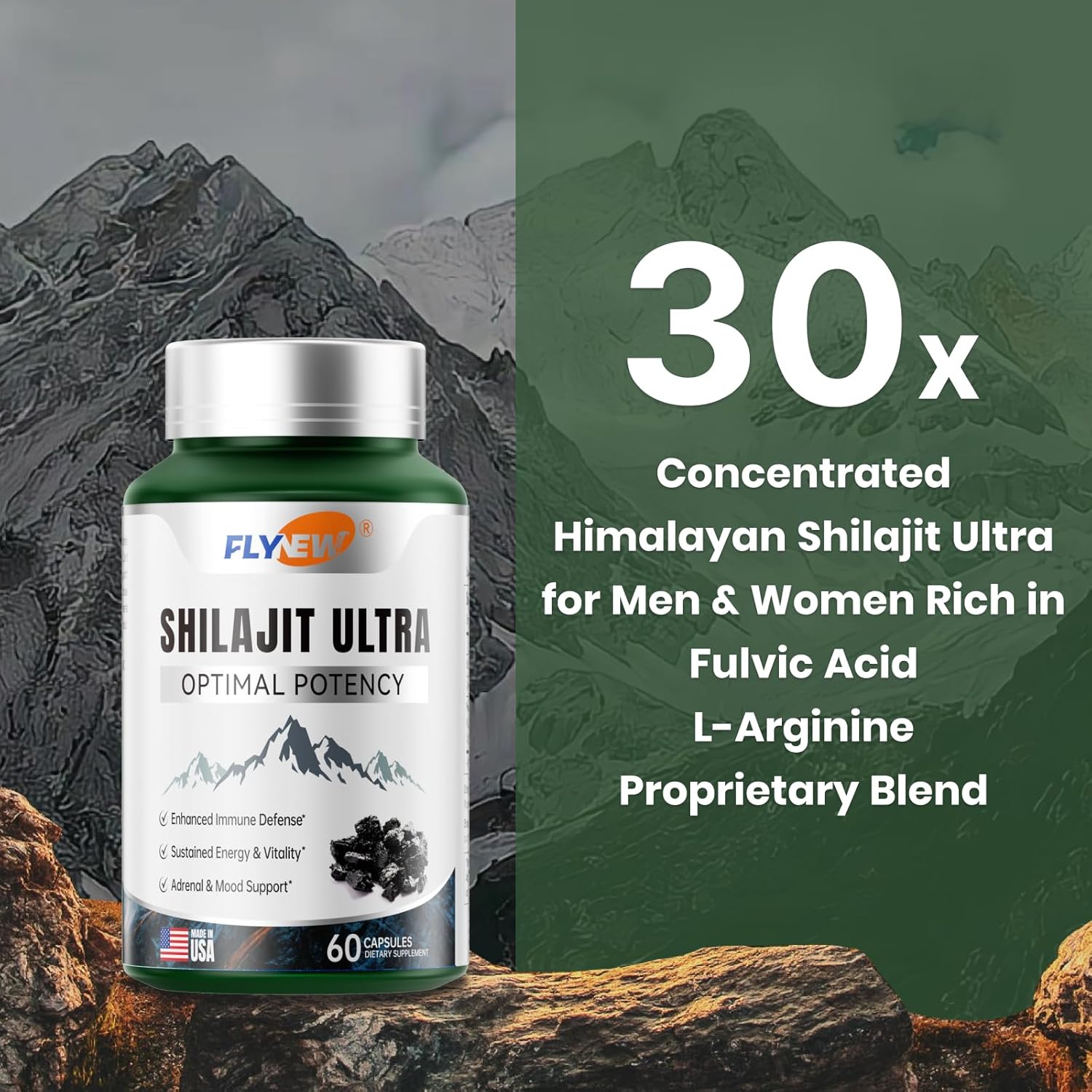 Shilajit for Men Women, Shilajit for Extra Power, Stamina & Immune Support, Multivitamin for Women Men, Womens Multivitamin for Bone, Skin & Immune Health Support, 60 Capsules Per Bottle