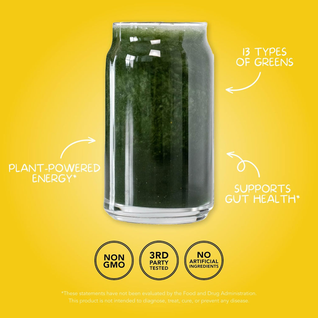 Clean Simple Eats Super Greens Powder, Naturally Flavored Greens Powder with Chlorella, Spirulina, Superfoods & Prebiotic Fiber, No Artificial Ingredients, Gluten Free, Sweet Lemon Flavor, 30 Servings