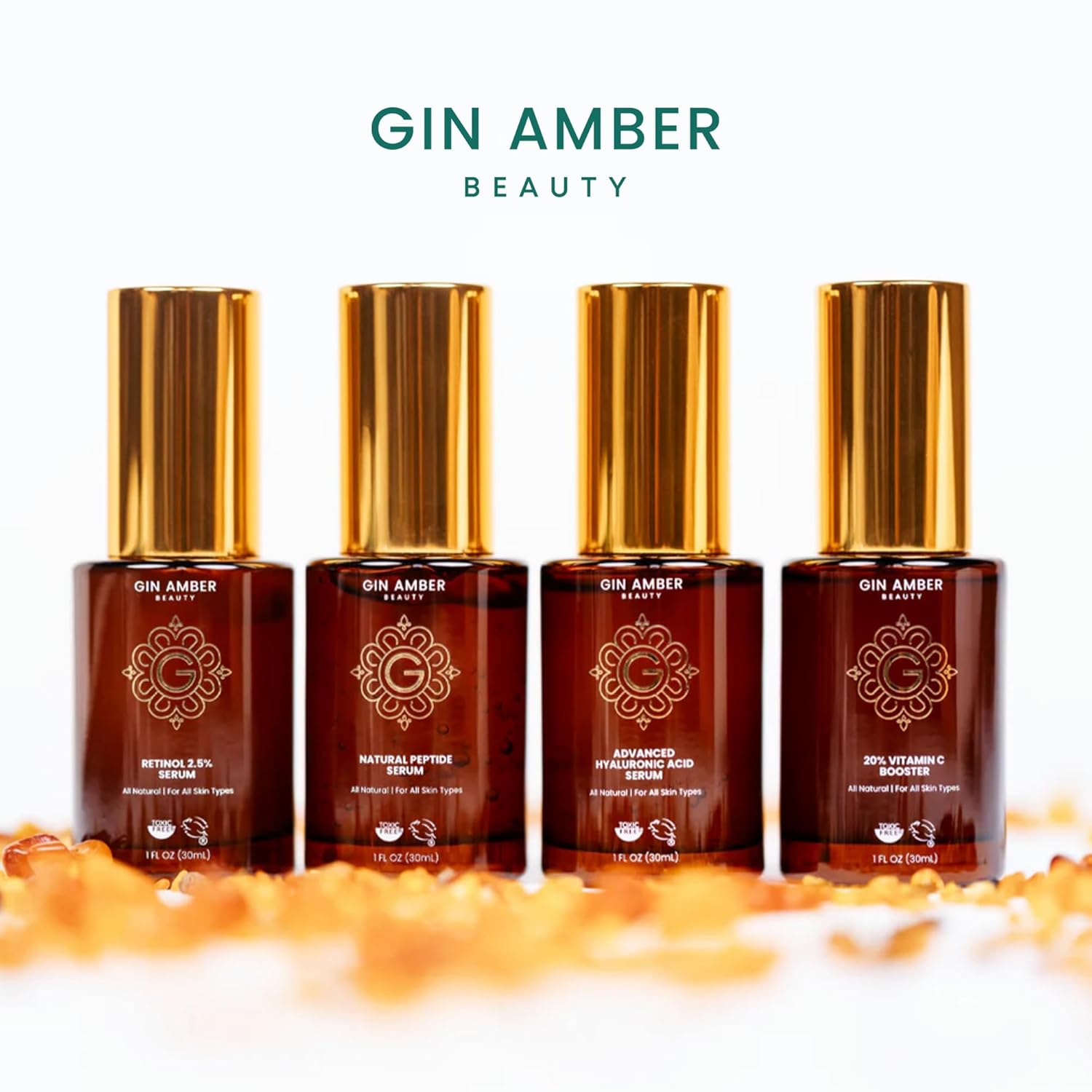 Gin Amber Beauty - Pack of 4 Serums (1 fl oz - 30 ml)