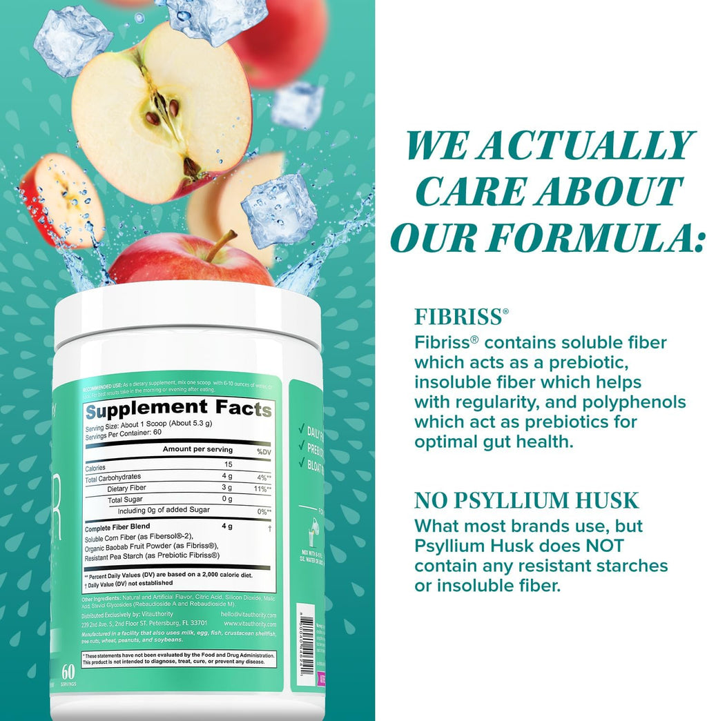 Fiber Supplement Colon Cleanse Prebiotic Powder Detox | Colon Cleanse Detox for Women | Digestive Health Regularity Satiety & Bloating Relief for Women Gut Cleanser & Powder Apple Flavored 60 Servings