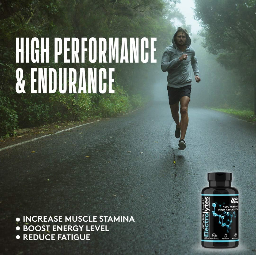 Complete Electrolyte Supplement w High Bioavailability and Cmax Chloride Potassium Magnesium for Endurance Muscle Recovery Mental Focus. Rapid Rehydration Salts and Keto Friendly Pills with 200 caps