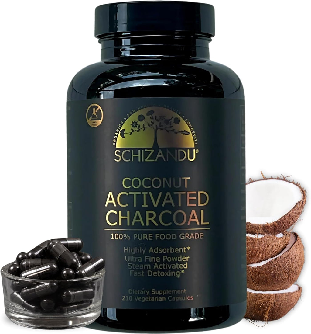 Activated Coconut Charcoal Capsules- Supports Health - Vegan, Organic, Non-GMO, No Additives - X-Large Bottle 210 Count