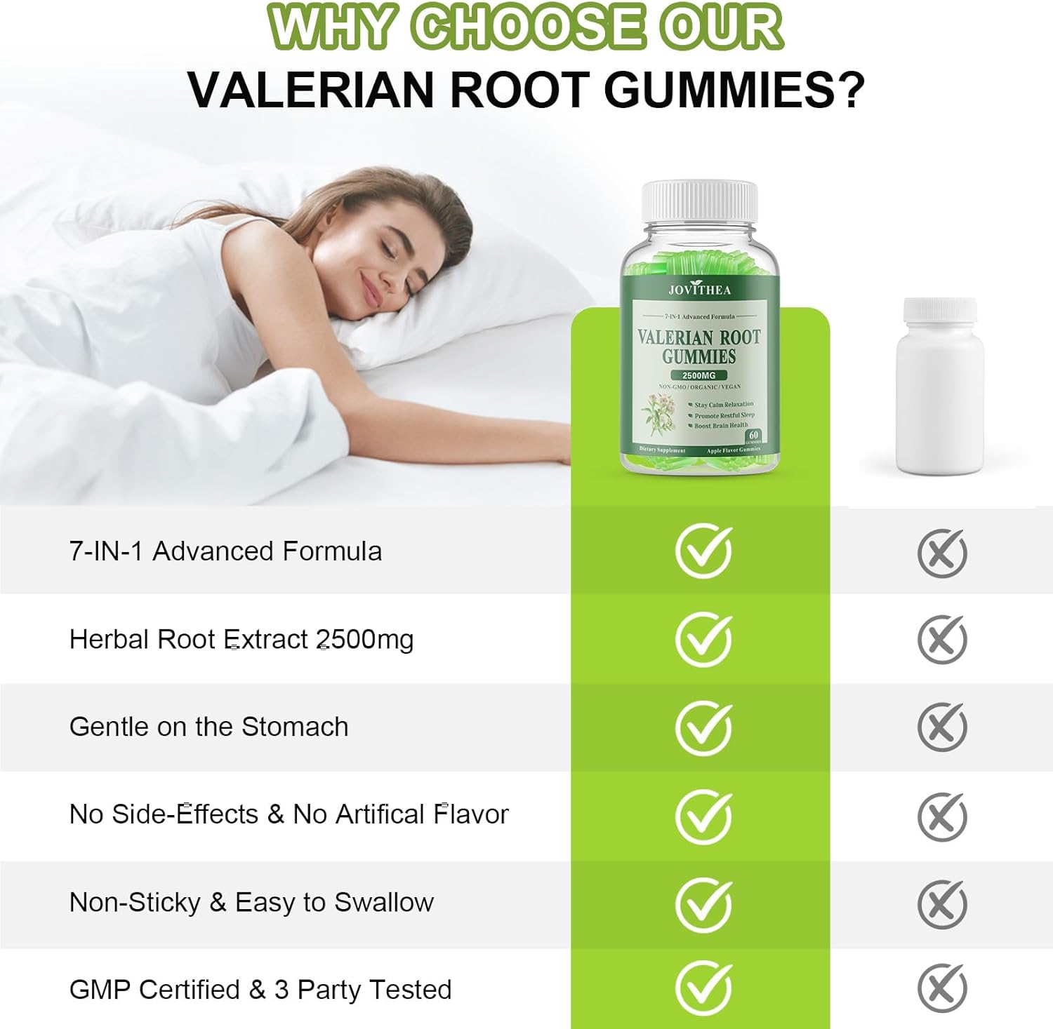 Organic Valerian Root Gummies, Herbal Supplements for Calm & Relaxation, Natural Sleep Support for Adults & Kids, Melatonin Free, Vegan, Non-GMO, Gluten Free, Apple Flavor, 60 Count