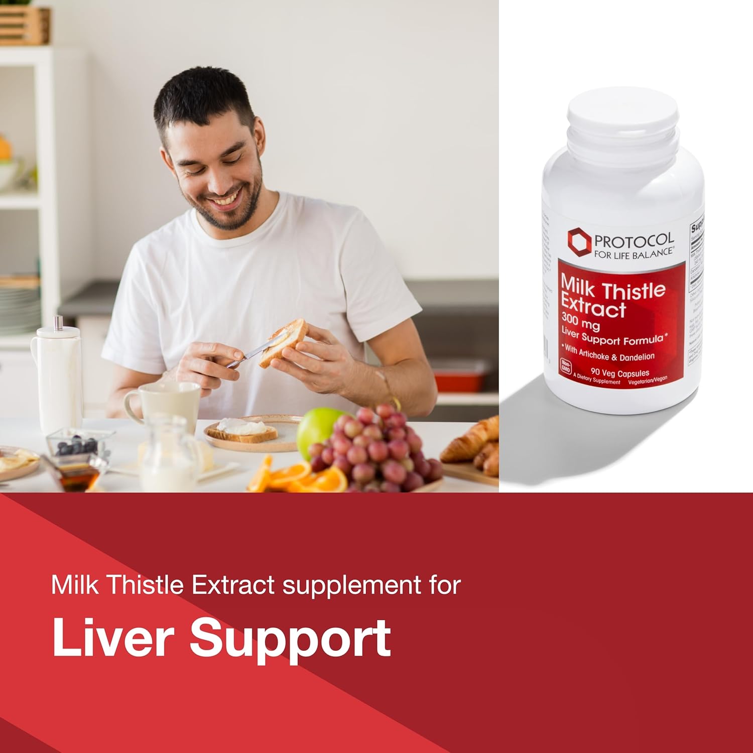 Protocol Milk Thistle Extract 300 mg - for Healthy Liver Support* - with Artichoke Leaf & Dandelion Root - Vegan & Kosher - 90 Veg Capsules