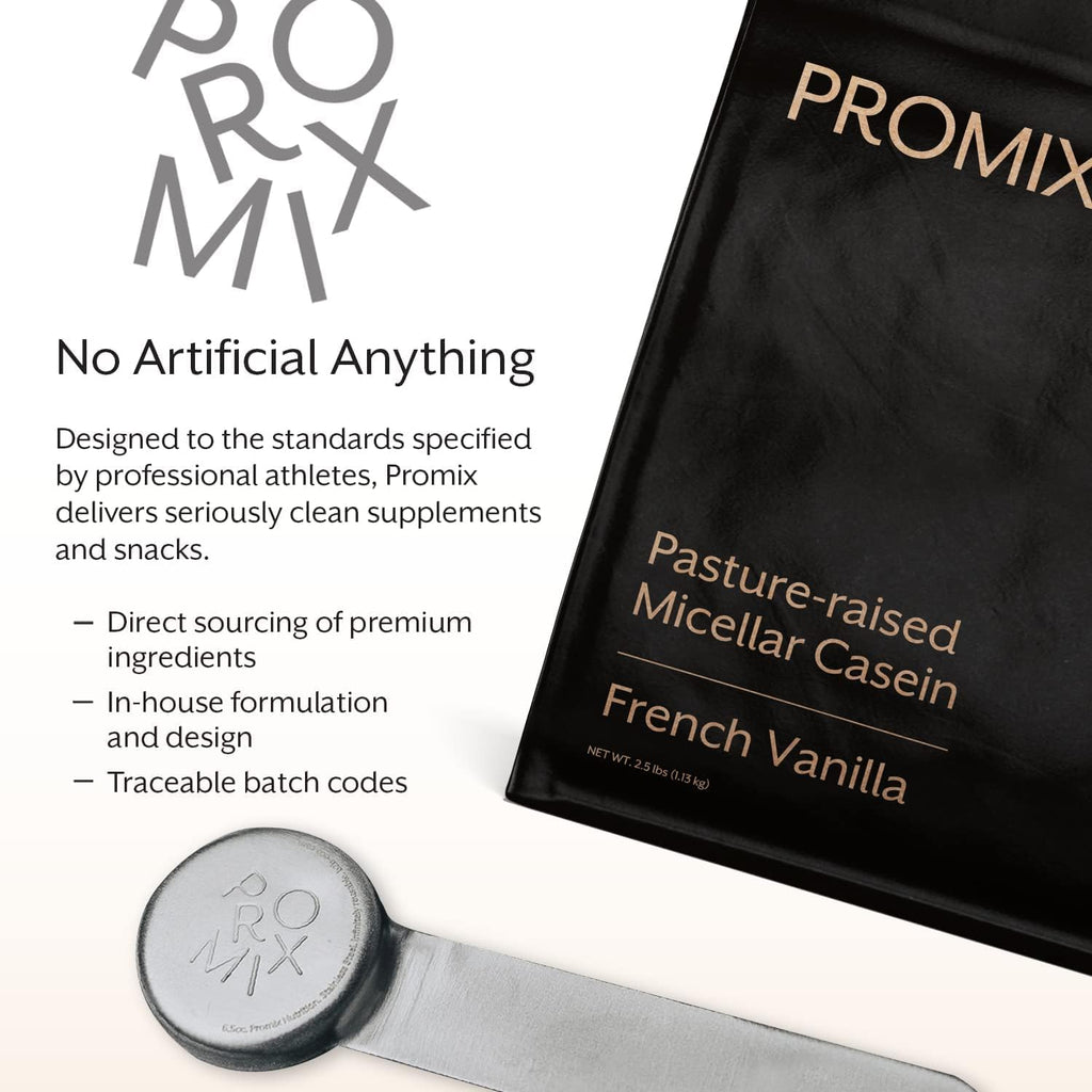 ProMix Nutrition Casein Protein Powder - Grass-Fed, Pasture Raised, Slow Release 25g Micellar Casein - 5.4g BCAAs Gluten Free, Sugar Free, Soy Free - Vanilla, 5lb
