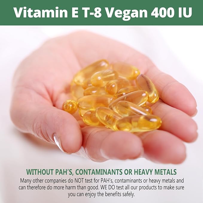 Vitamin E - All 8 Tocopherols + Tocotrienols 400 IU Vegan - Alpha Tocopherol/Tocotrienol + Beta Tocopherol/Tocotrienol + Gamma Tocopherol/Tocotrienol + Delta Tocopherol/Tocotrienol (60)