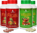 Fruit and Veggies Supplement Ingredients Natural – 4 Bottles 360 Total Vegetarian Capsules | Balance of Natural 16+18 Whole Fruits & Veggies Blend | Fresh Superfood Formula with Vitamins and Minerals