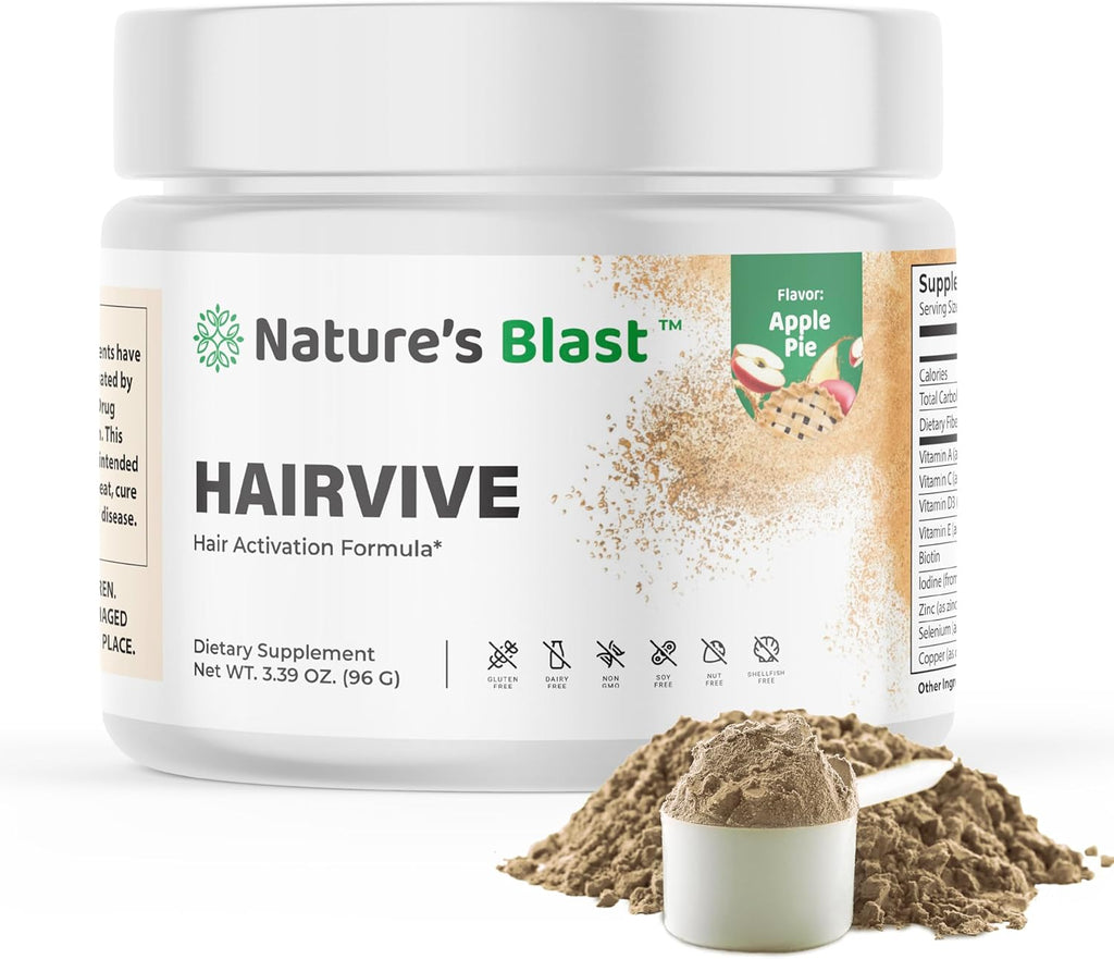 HairVive Hair Supplements for Hair Growth - Hair Vitamins for Women & Men - with Biotin, Collagen, Keratin, Hyaluronic Acid, Zinc, Selenium & More - 3.39 Oz - 30 Servings - Apple Pie Flavor