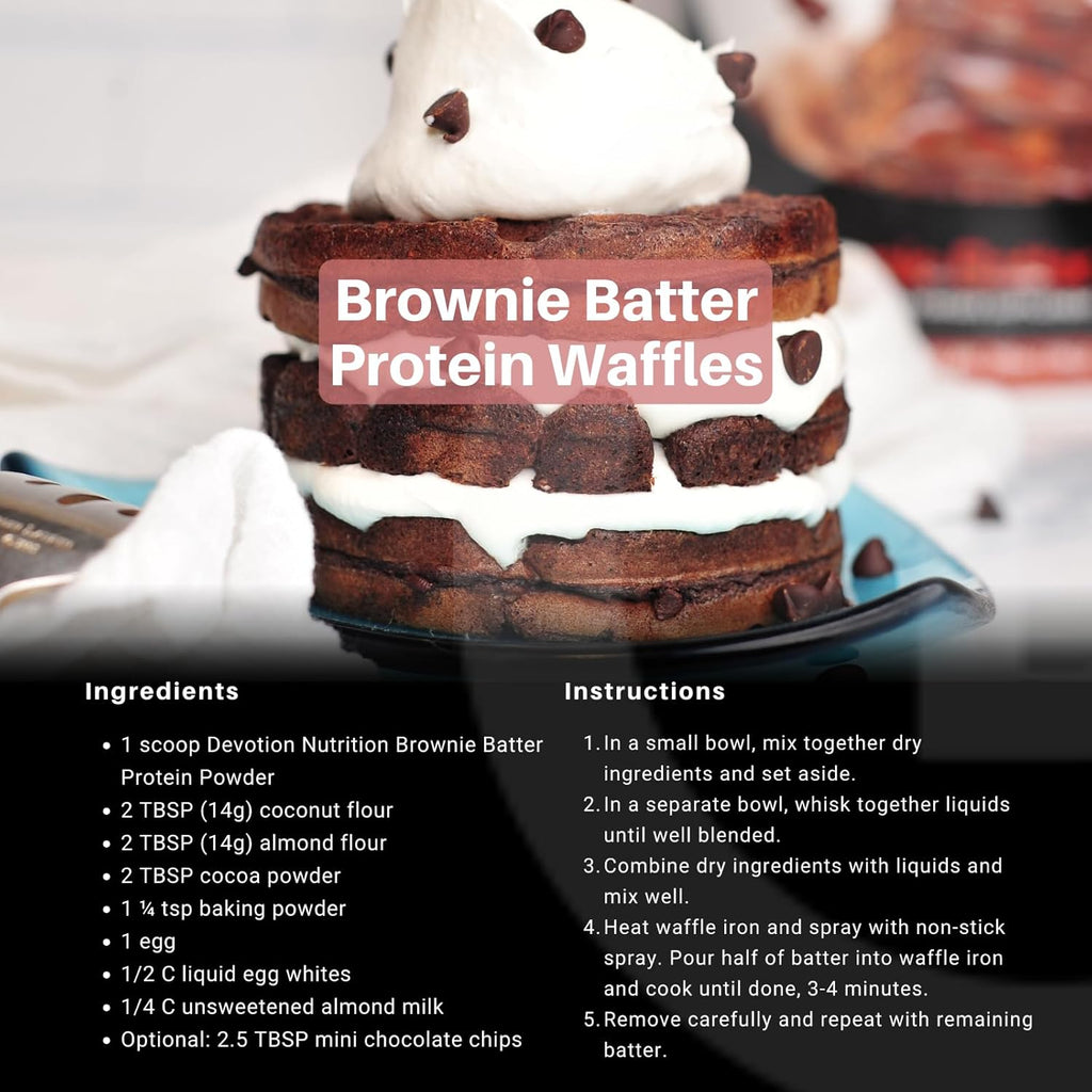 Devotion Nutrition Protein Powder Brownie Batter – 20g Whey Isolate & Casein Protein Blend – No Added Sugar, Low Carb, Gluten-Free, Keto-Friendly, 1g MCT, Kosher – 2lb Pouch