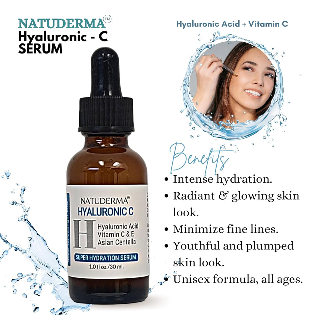 Hydrodermabrasion Solutions | Revitalizing Antioxidant Serum for Hydro Dermabrasion Machine and Oxygen Facial, Revita-A-Tone, 16 oz | and Hyaluronic Acid Serum with Vitamin C, 1oz, by Natuderma