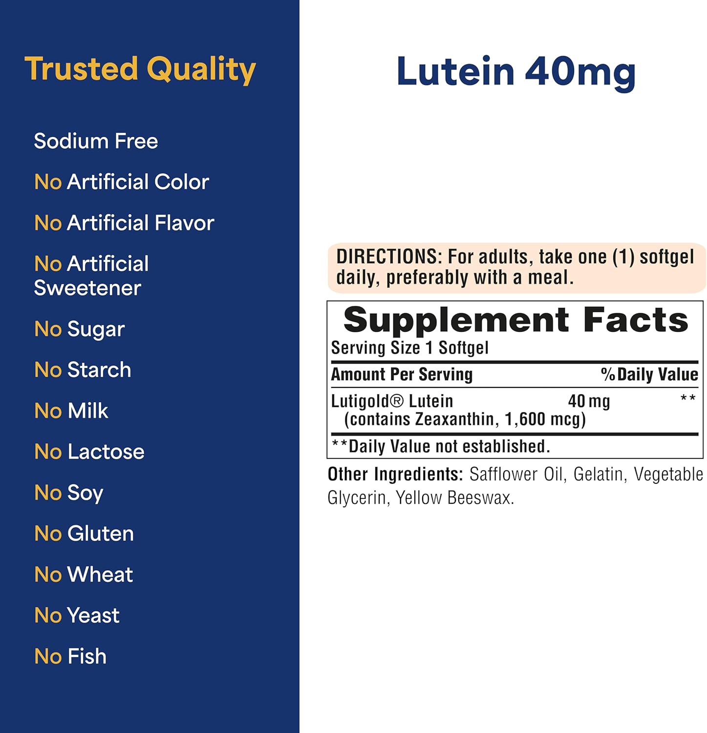 Puritan's Pride Premium Lutigold™ Lutein Carotenoid 40mg with Zeaxanthin for Men and Women, Dietary Supplement for Eye Health Support, 8 Month Supply, 120 Easy-to-Swallow Softgels, 2 Pack
