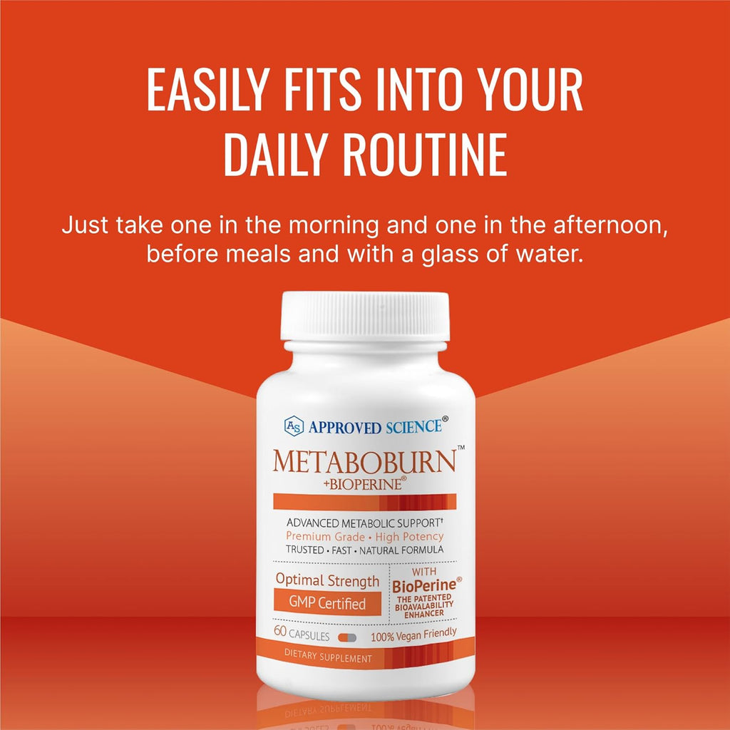 Approved Science MetaboBurn - Metabolic Support - Green Tea and BioPerine - 60 Vegan Capsules - High-Potency Extract - 50% EGCG - Non-GMO, Soy-Free, Allergen-Free - 60 Capsules (Pack of 1)