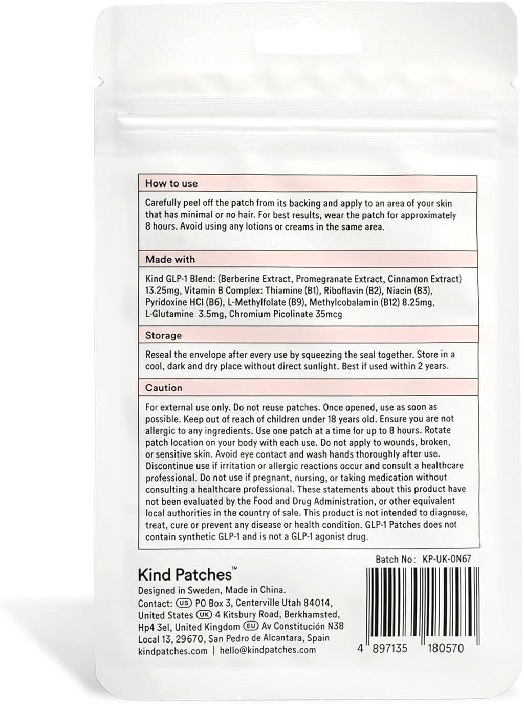 Kind Patches GLP-1 Patches with L Glutamine, Berberine, Chromium, Pomegranate and Cinnamon - 4 Pack, 120 Patches
