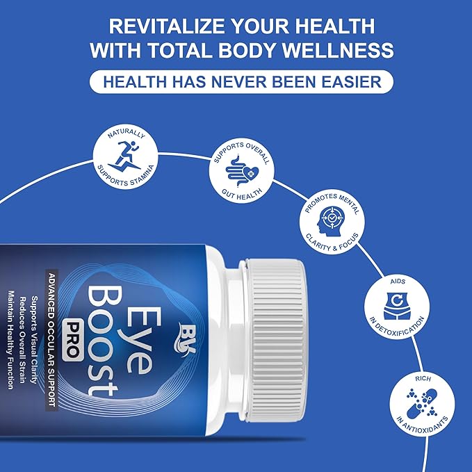 BLUE VIBE Eye Boost Pro Maximum Strength Overall Health & Wellness Support Supplement, Official EyeBoost Premium Wellness & Health Management Formula Supplement Pills (3 Pack - 180 Capsules)