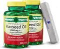 Flaxseed Oil 1000mg, 100 Softgels - Dietary Supplement + 7 Day Pill Organizer Included (Pack of 2)