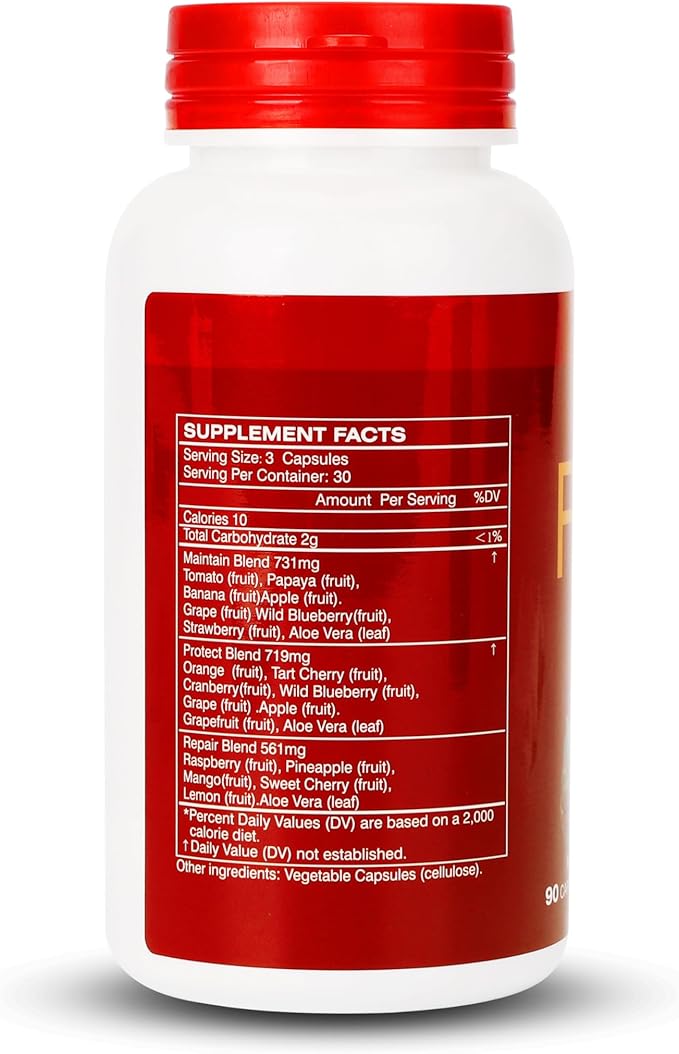 Fruit Supplement – 90 Total Vegetarian Capsules | Balance of Natural 16 Whole Fruits Blend | Fresh Superfood Formula with Vitamins and Minerals