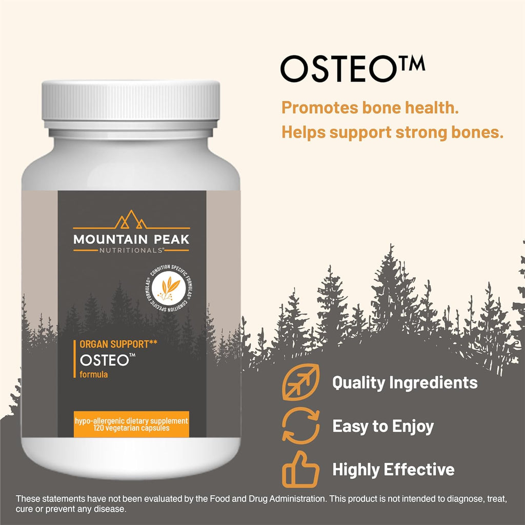 Mountain Peak Nutritionals Osteo Supplement - Organ & Strong Bone Support, Promotes Bone Health - With Vitamins D3, K2, Calcium, and Magnesium - Bone Building & Strengthening (120 Vegetarian Capsules)