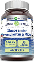 Amazing Formulas Glucosamine Chondroitin MSM 1850 mg Per Serving Capsules Supplement | Non-GMO | Gluten Free | Made in USA (60 Count)