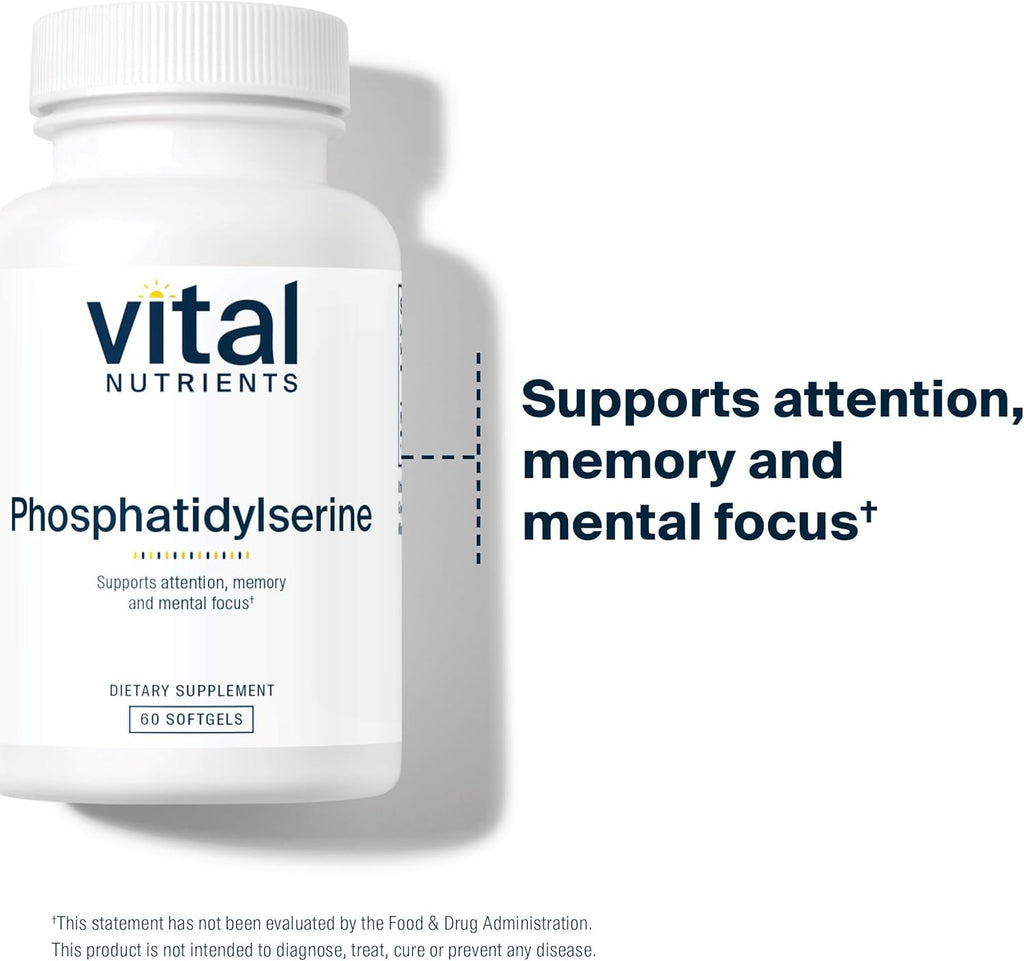 Vital Nutrients Phosphatidylserine | 150mg Phosphatidylserine Supplement | Powerful Nootropic for Attention, Memory, and Mental Focus Support* | Gluten, Dairy, Soy Free | Non-GMO | 60 Softgels