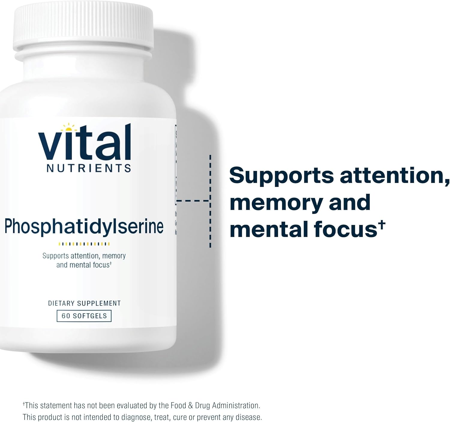 Vital Nutrients Phosphatidylserine | 150mg Phosphatidylserine Supplement | Powerful Nootropic for Attention, Memory, and Mental Focus Support* | Gluten, Dairy, Soy Free | Non-GMO | 60 Softgels